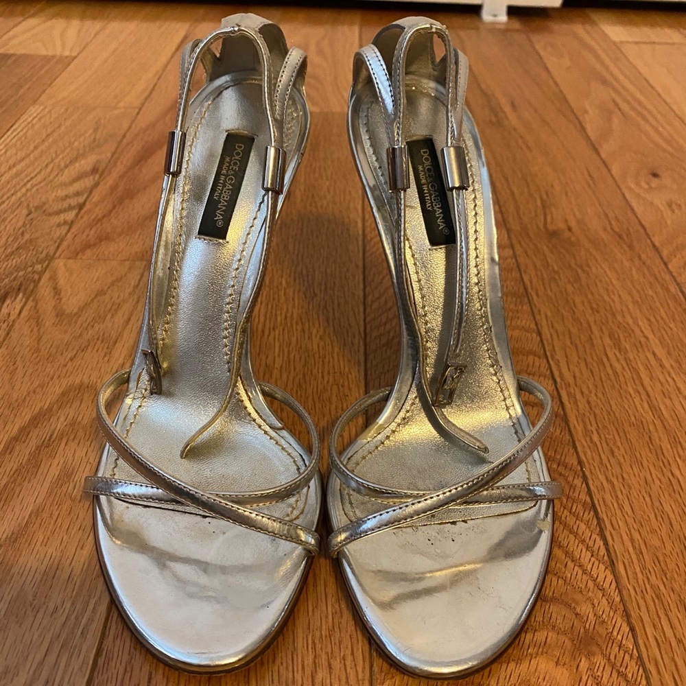 Dolce & Gabbana silver strap heels